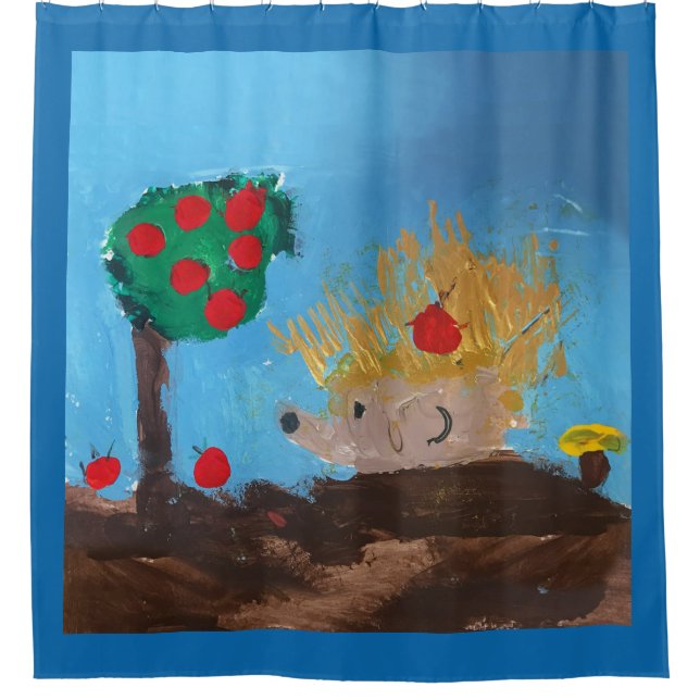 Hedgehog Painting Shower Curtain (Front)