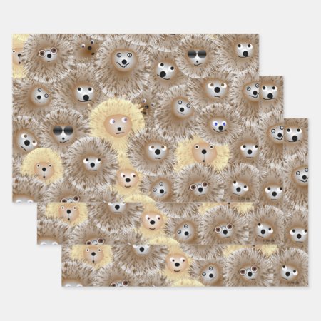 Hedgehog Party Wrapping Paper Sheets