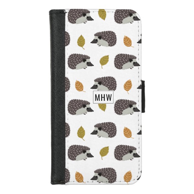 Hedgehog Pattern custom monogram phone wallets (Front)