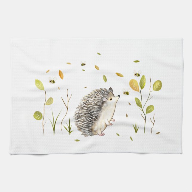 Hedgehog Personalized Kitchen Towels (Horizontal)