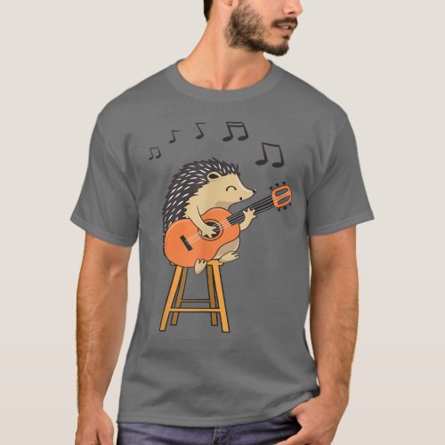 Hedgehog Playing Acoustic Guitar Cute Player Hedge T_Shirt