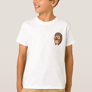 Hedgehog Playing Harmonica Cartoon Kids T-Shirt