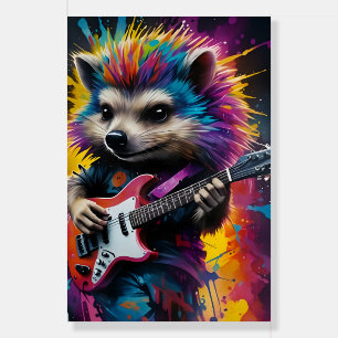Hedgehog plays the guitar, rock graffiti foam board