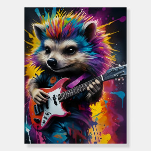 Hedgehog plays the guitar, rock graffiti foam board