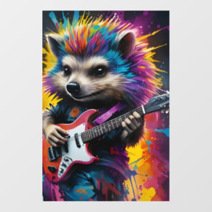Hedgehog plays the guitar, rock graffiti wall decal