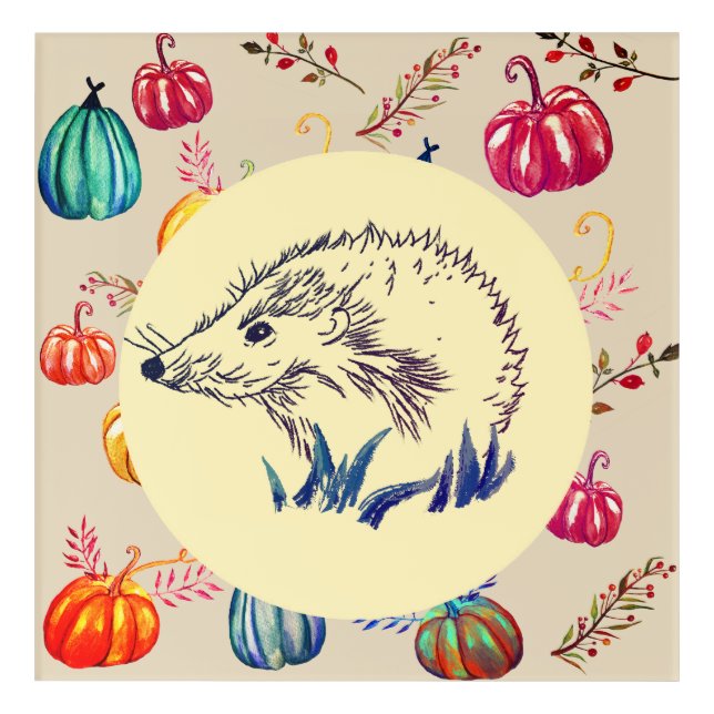 Hedgehog Pumpkins  Fall Wall Art (Front)