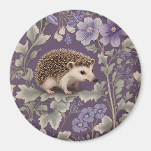 Hedgehog Purple William Morris Inspired Floral