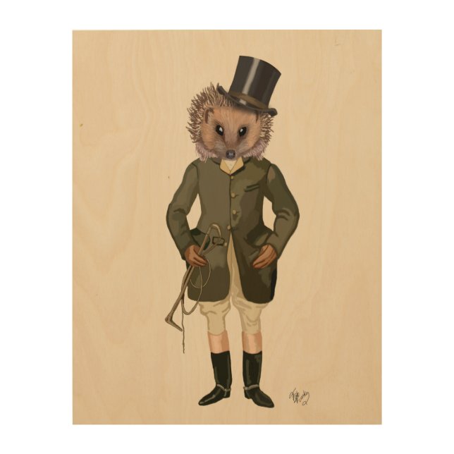 Hedgehog Rider Full Wood Wall Art (Front)