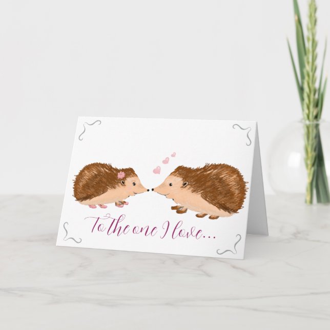 Hedgehog Romantic Valentine's Card (Front)