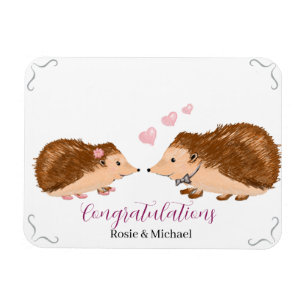Hedgehog romantic wedding or engagement magnet