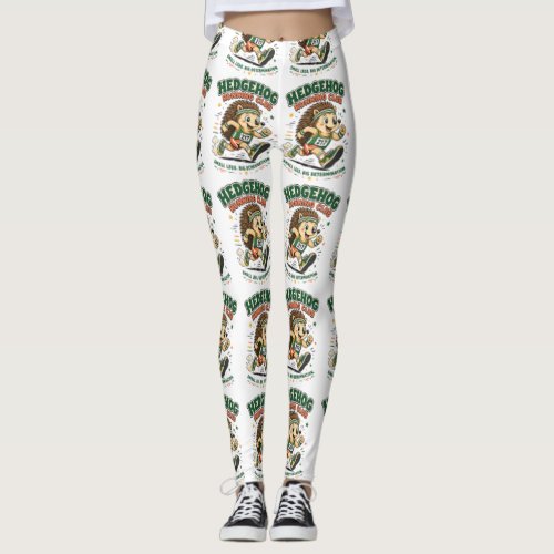 Hedgehog Running Club Cute Mascot Shirt Leggings