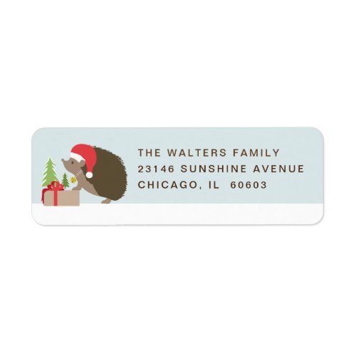 Hedgehog Santa Hat Return Address Labels