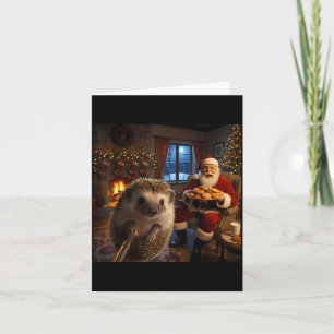 Hedgehog Selfie With Santa Claus Funny Christmas M Card