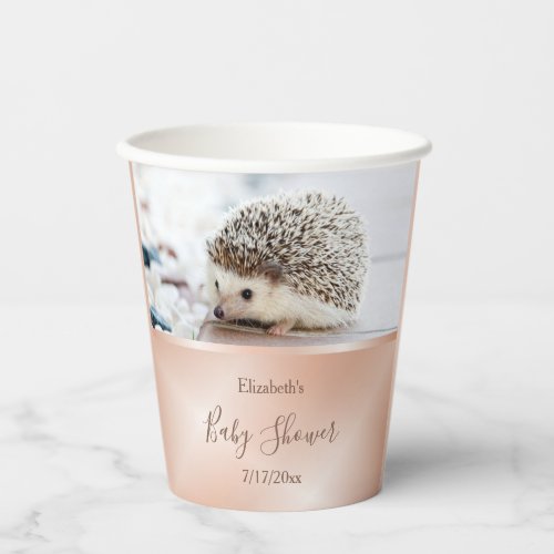 Hedgehog Silver Gender Neutral Baby Shower Paper Cups