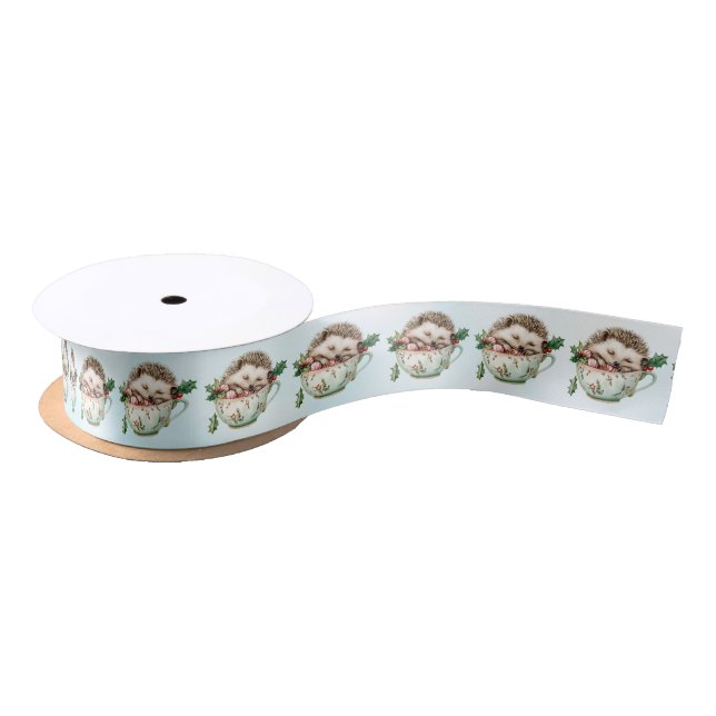 Hedgehog Sleeping In A Cup of Candy Satin Ribbon (Spool)