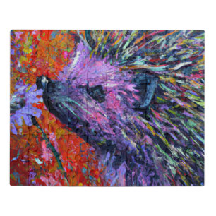Hedgehog smelling a flower Palette Knife style art Jigsaw Puzzle