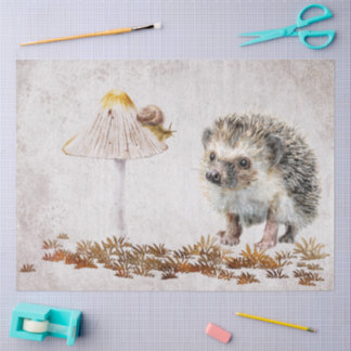 Hedgehog Snail Forest Mushroom Watercolor Tissue P Tissue Paper