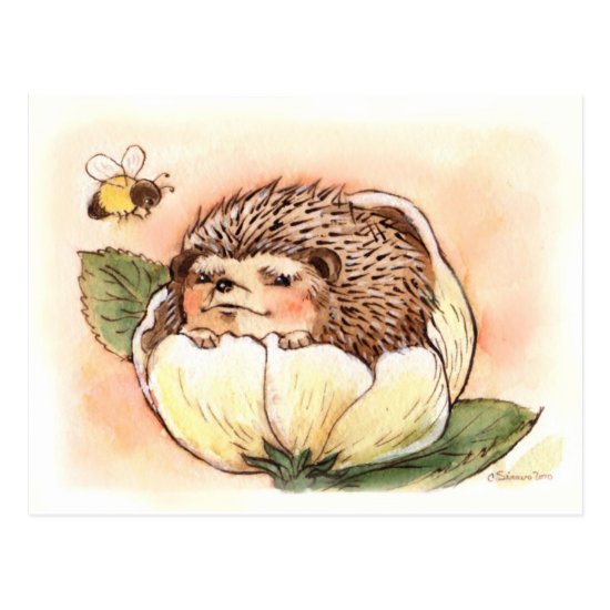 Hedgehog Spring Flower Baby Postcard