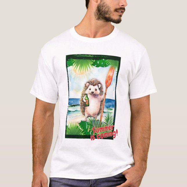Hedgehog "Summer is coming!" T-Shirt (Front)