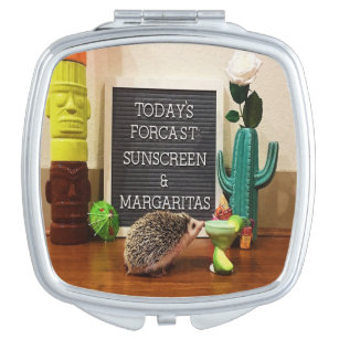 Hedgehog Sunscreen and Margaritas Compact Mirror