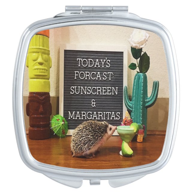 Hedgehog Sunscreen and Margaritas Compact Mirror (Front)