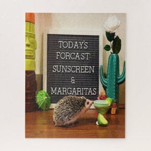 Hedgehog Sunscreen and Margaritas Jigsaw Puzzle