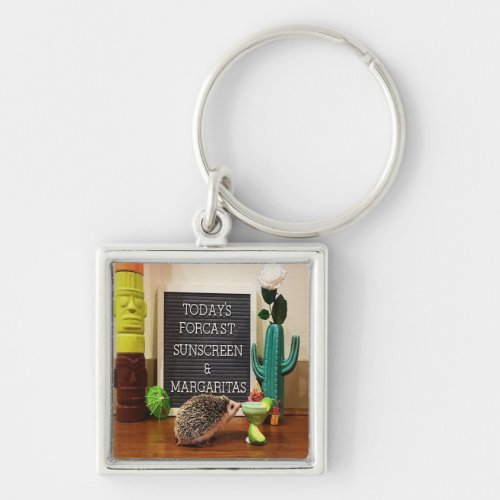 Hedgehog Sunscreen and Margaritas Keychain