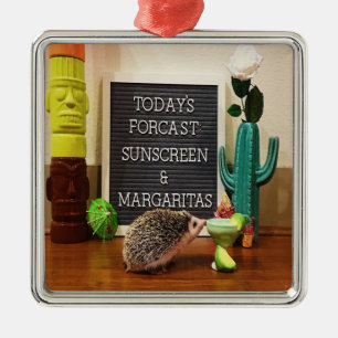 Hedgehog Sunscreen and Margaritas Metal Ornament