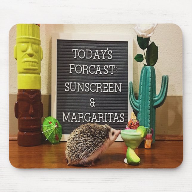 Hedgehog Sunscreen and Margaritas Mouse Pad (Front)