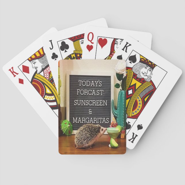 Hedgehog Sunscreen and Margaritas Poker Cards (Back)