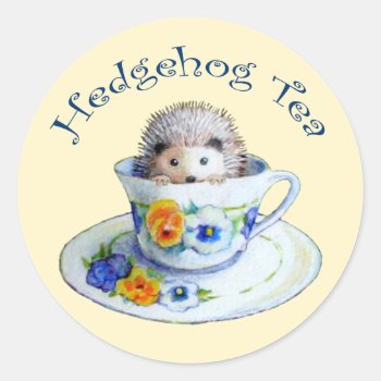 Hedgehog Tea Stickers by goldersbug at Zazzle