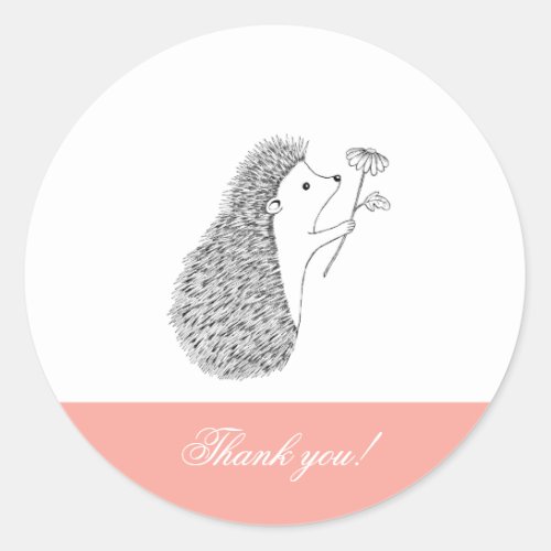 Hedgehog Thank you Stickers Custom Cute Hedgehog