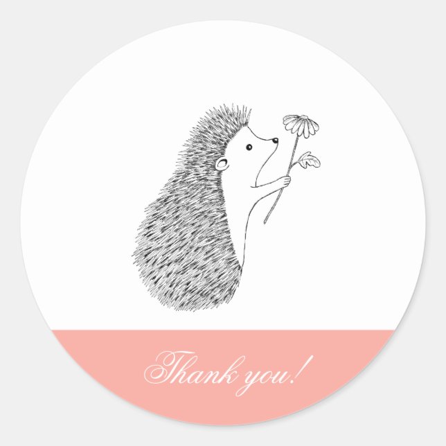 Hedgehog Thank you Stickers Custom Cute Hedgehog (Front)