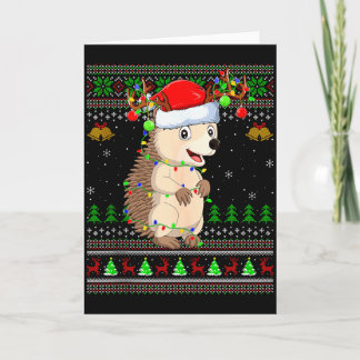 Hedgehog Ugly Christmas Sweaters Holiday Santa Cut Card