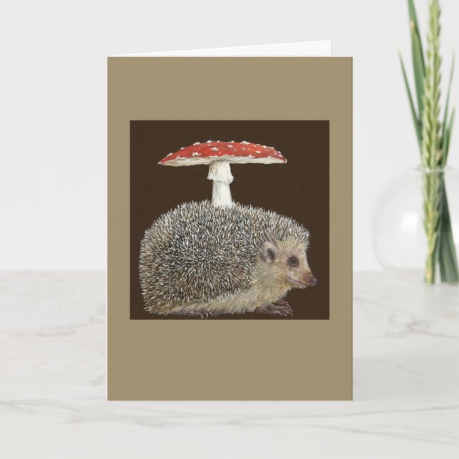Hedgehog Umbrella #3 greeting card (Front)