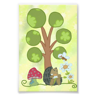 hedgehog under tree photo print