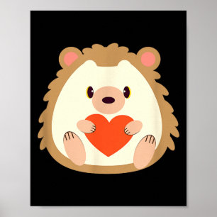 Hedgehog Valentines Day Heart Animals Lover Gift Poster