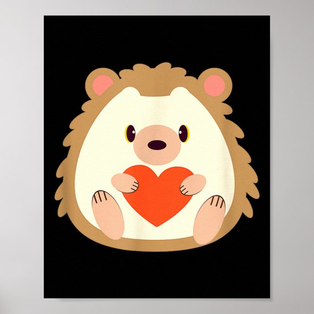 Hedgehog Valentines Day Heart Animals Lover Gift  Poster (Front)