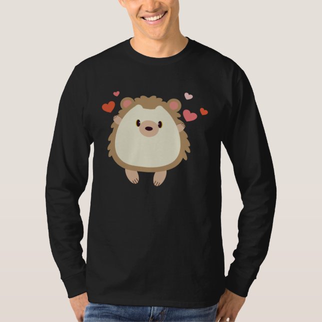 Hedgehog Valentines Day Heart Animals T-Shirt (Front)
