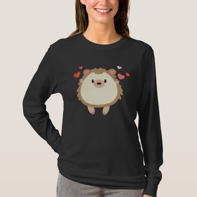 Hedgehog Valentines Day Heart Animals T-Shirt (Front)