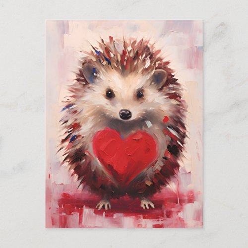 Hedgehog Valentines day Postcard