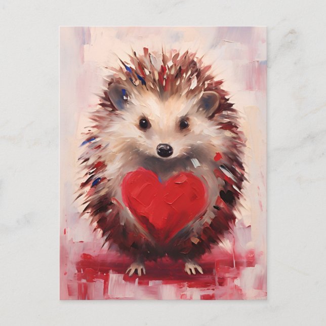 Hedgehog Valentines day Postcard (Front)