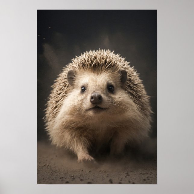 Hedgehog Wild Animal Elegant Dramatic Portrait Art Poster (Front)