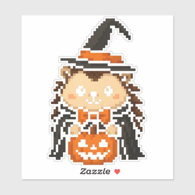 hedgehog witch sticker 6x6 (Sheet)