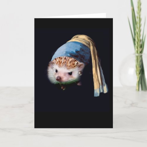 Hedgehog With a Pearl Earring Greeting Card