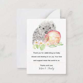 Hedgehog with a Sweet Apple Thank You Note Card