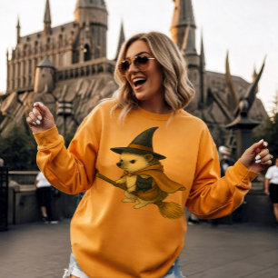 Hedgehog with Baby Black Cat Riding with Wand T-Shirt