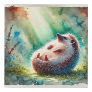 Hedgehog with bare belly 220924AREF112 - Watercolo Faux Canvas Print