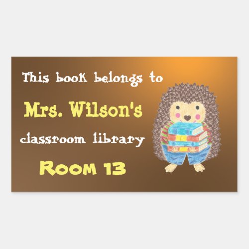 Hedgehog with Books Classroom Library Bookplates