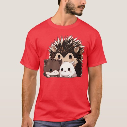 Hedgehog with cats T_Shirt